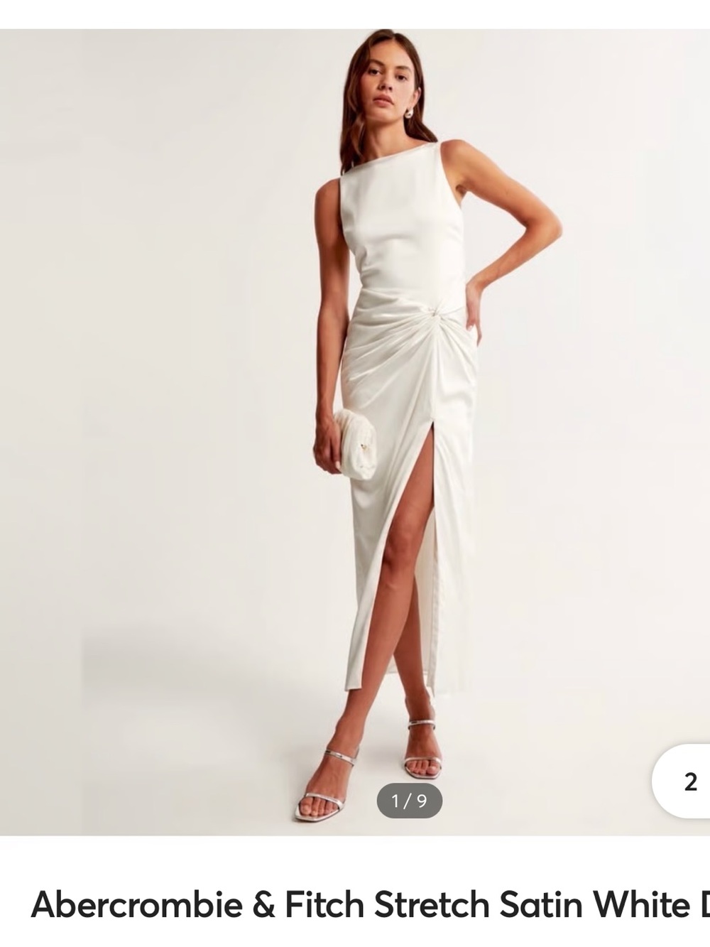Abercrombie & Fitch White Satin Twist-Slit Dress